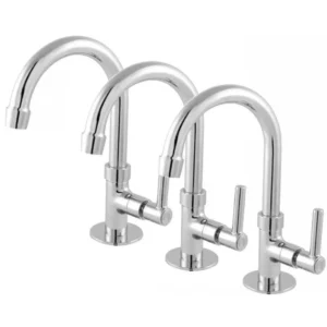Kit 3 Torneiras para Lavabo Latório Banheiro Bica Baixa Prata